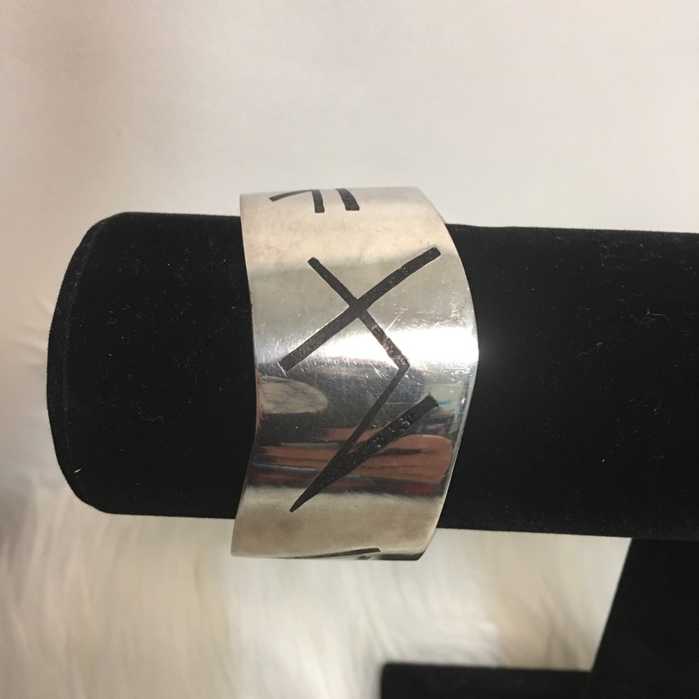 Sterling Silver Solid Wide Cuff Bracelet - image 3